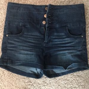 High waisted denim shorts